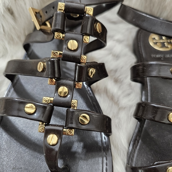 Tory Burch Jelly Vaughn Black Gladiator Sandals Sz 7.5 - Picture 4 of 9